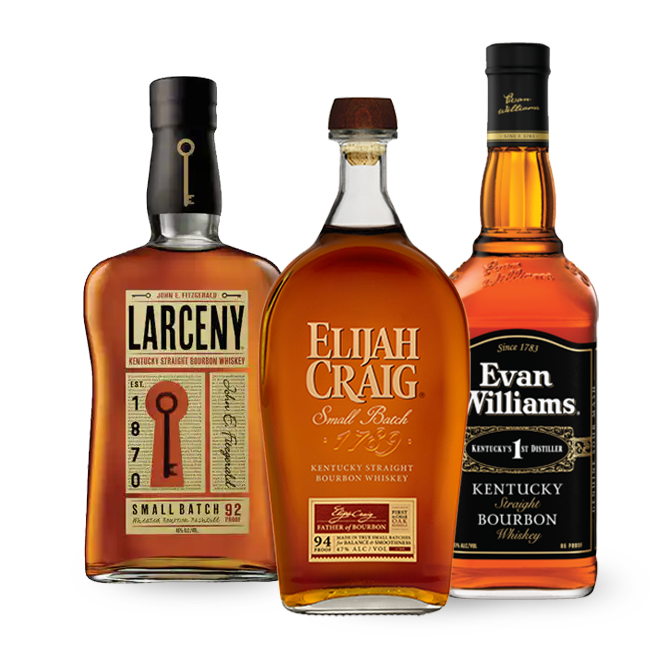 Evan Williams Bourbon, Elijah Craig Small Batch and Larceny Small Batc ...